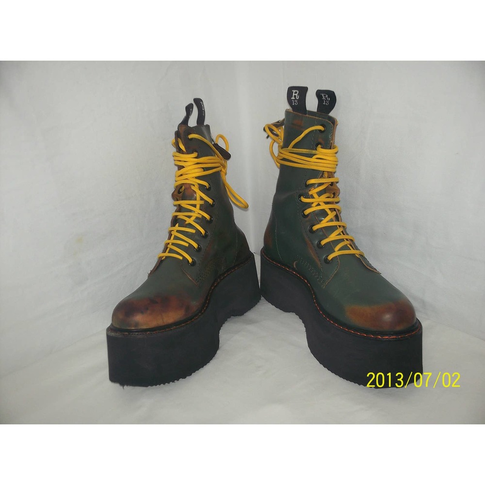 NEVER WORN R13 Double Stack Lace-Up Boots Hunter Green Remove - Picture 7 of 8